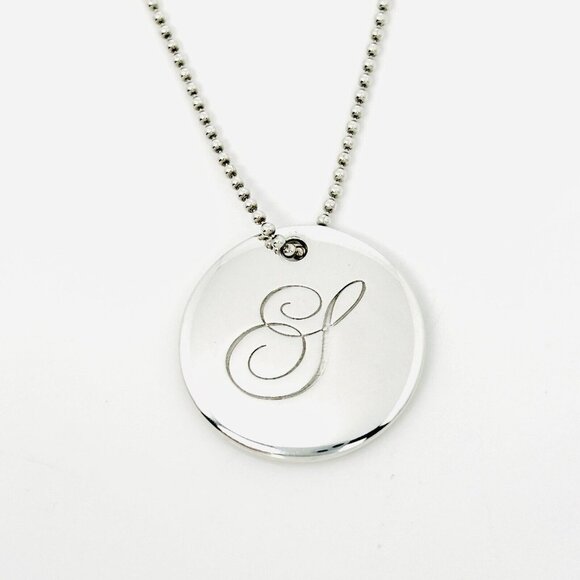 Tiffany Letter S Alphabet Initial Disc Notes Pendant Bead Chain - Main Image